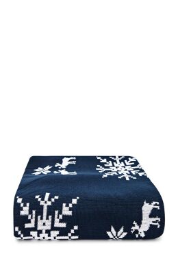 Плед в'язаний з наволочками - Скандинавія - Синій