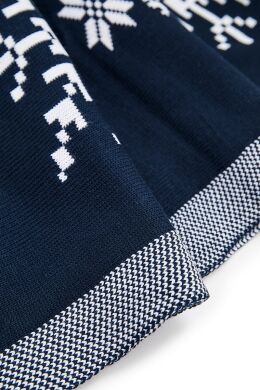 Плед в'язаний з наволочками - Скандинавія - Синій